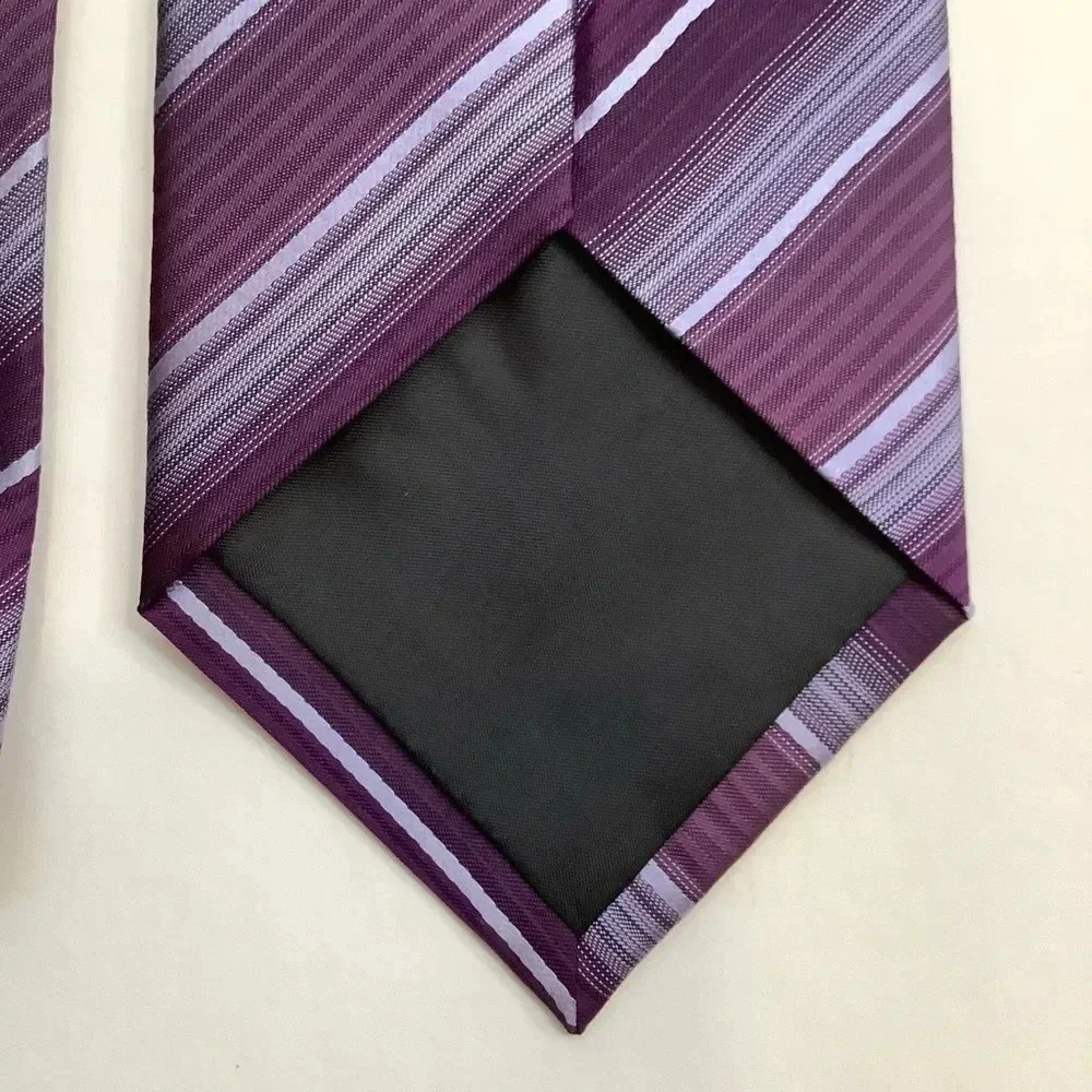 2/$30 BRITCHES Purple Repp Stripe Silk Tie - Picture 6 of 12